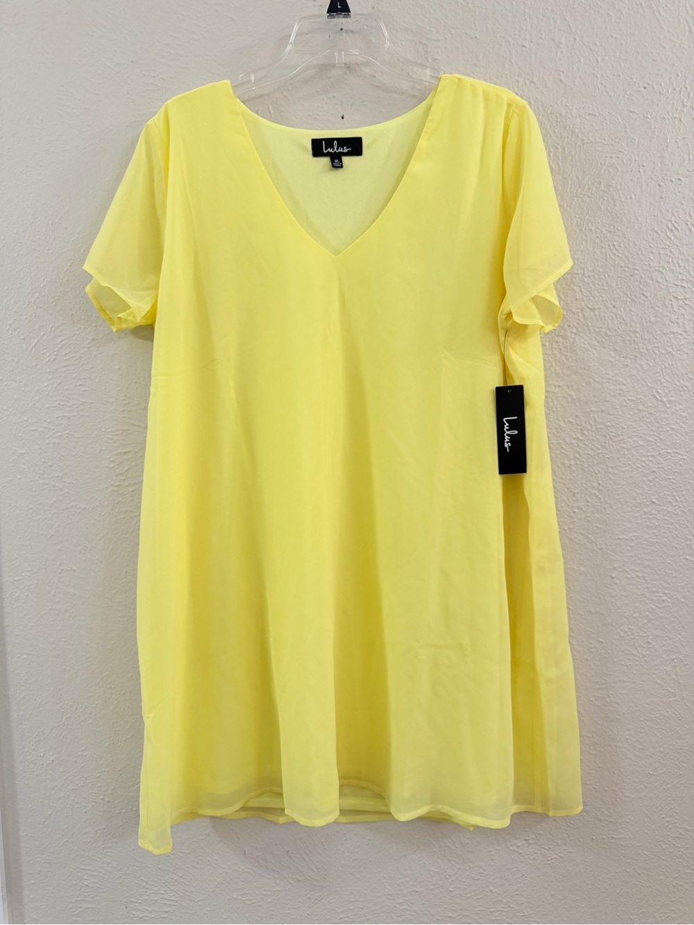 NWT Lulus lemon yellow chiffon swing mini dress - Picture 4 of 7